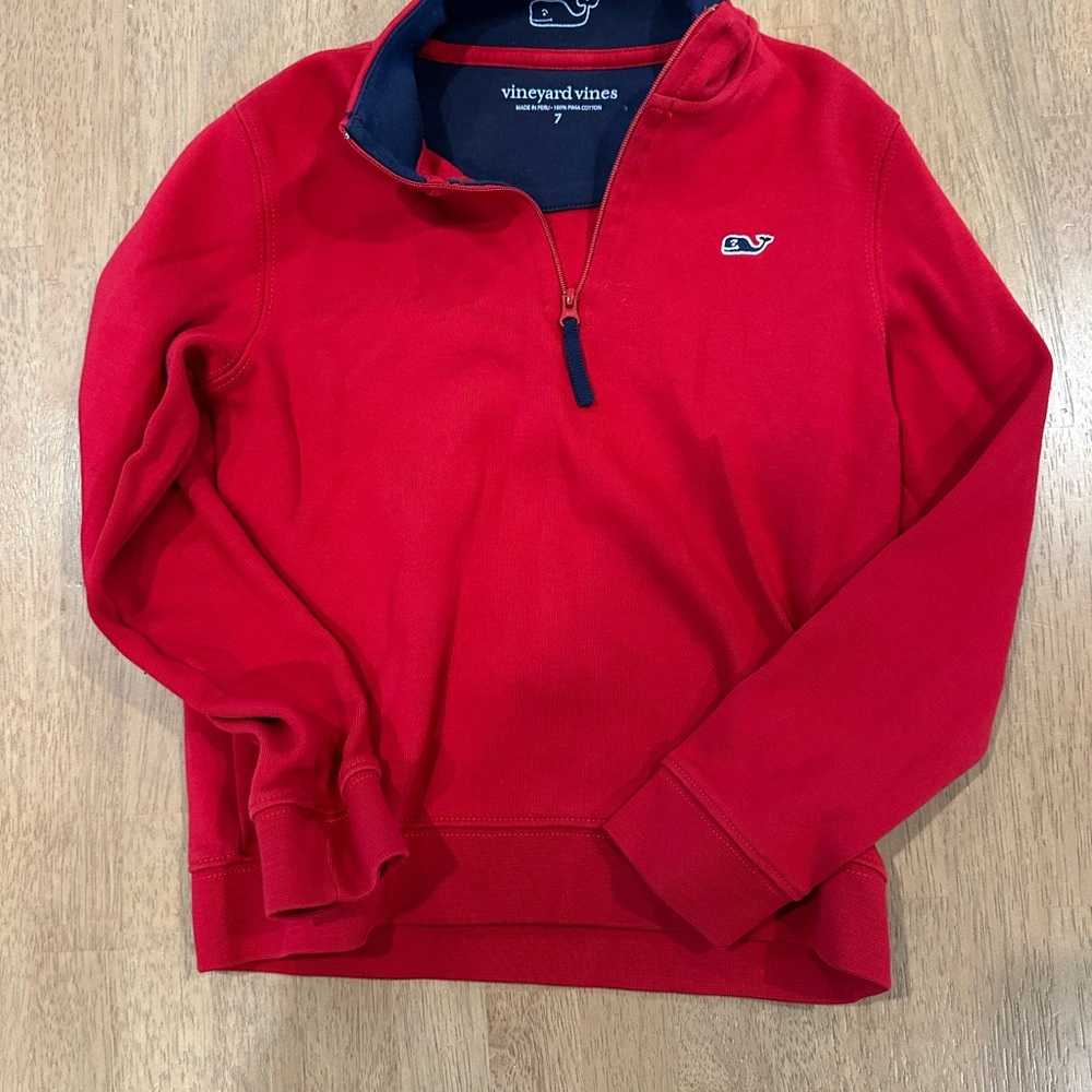 ❌SOLD❌Vineyard Vines Red Quarter-Zip Pullover Size 7